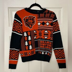 Chicago Bears Sweater Youth Large Ugly Christmas Sweater Blue/Orange - Bear Down